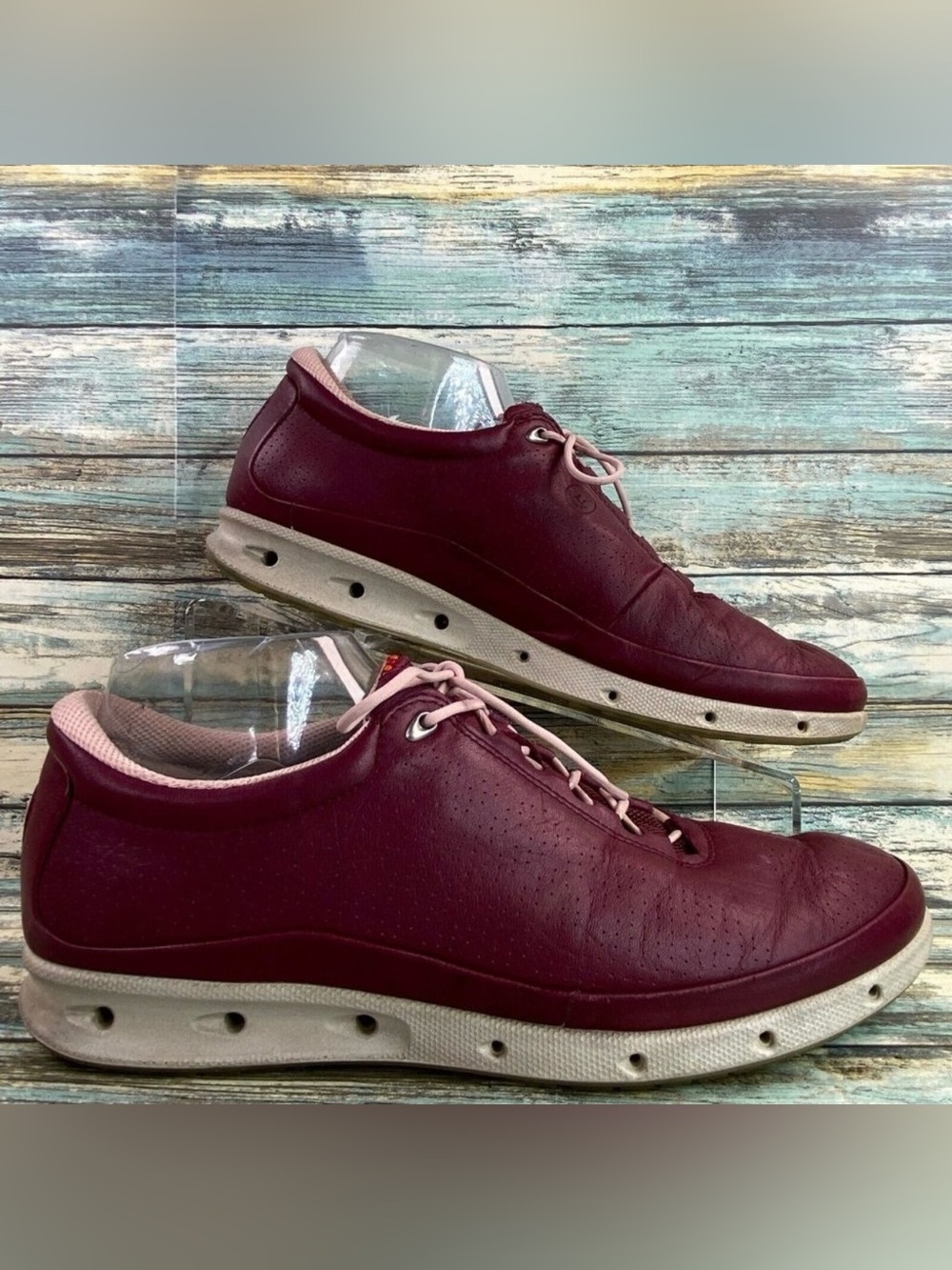 Ecco Golf Shoe Womens 10/10.5 Gore-Tex Waterproof Sneaker Burgundy Yak Leather